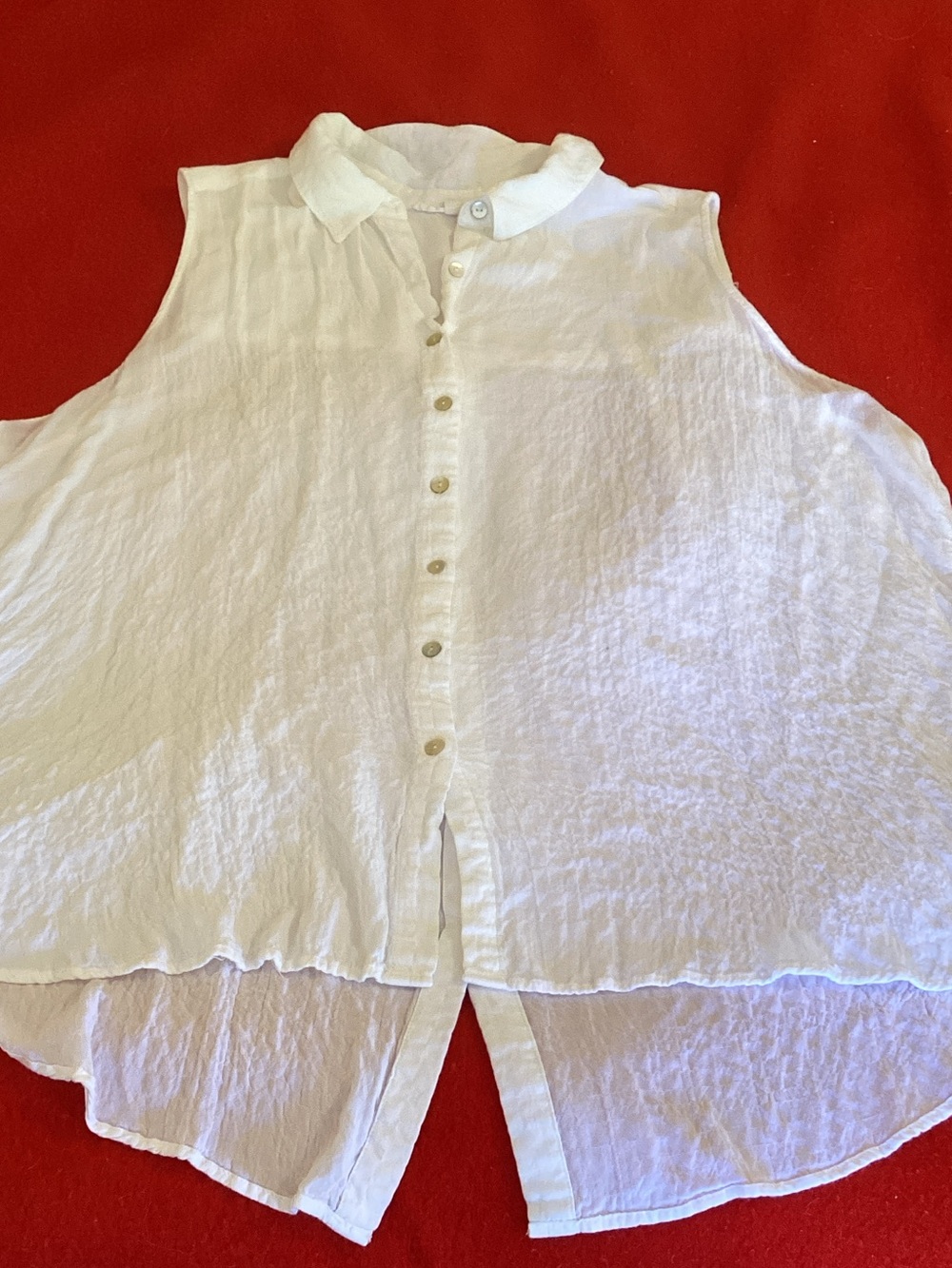 Jane and Delancey White Sleeveless Button-Down Linen Blend Top